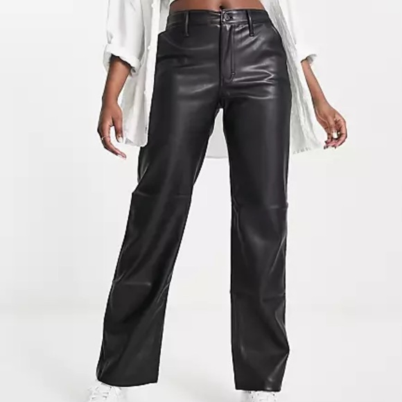 Hollister Pants - faux leather straight leg pants